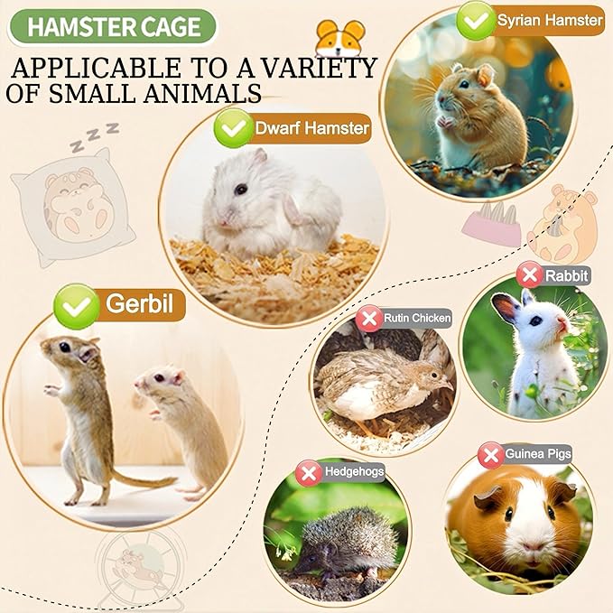 17 in 1 Clear Acrylic Hamster Cage with All Accessories,13.5''L* 10''W* 21''H Dwarf Hamster Cage,Magnetic Connection Small Hamster Enclosure,Garden Style Wooden Mouse Cage for Pet Mice(3-Layer,White)-PurrikoPets