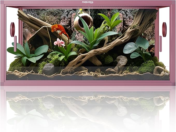 50 Gallon Bearded Dragon Tank, Reptile Enclosure for Easy Maintenance, Front Opening Reptile Tank with Top Screen Ventilation & Glass Sliding Door 36''x18''x18''-PurrikoPets