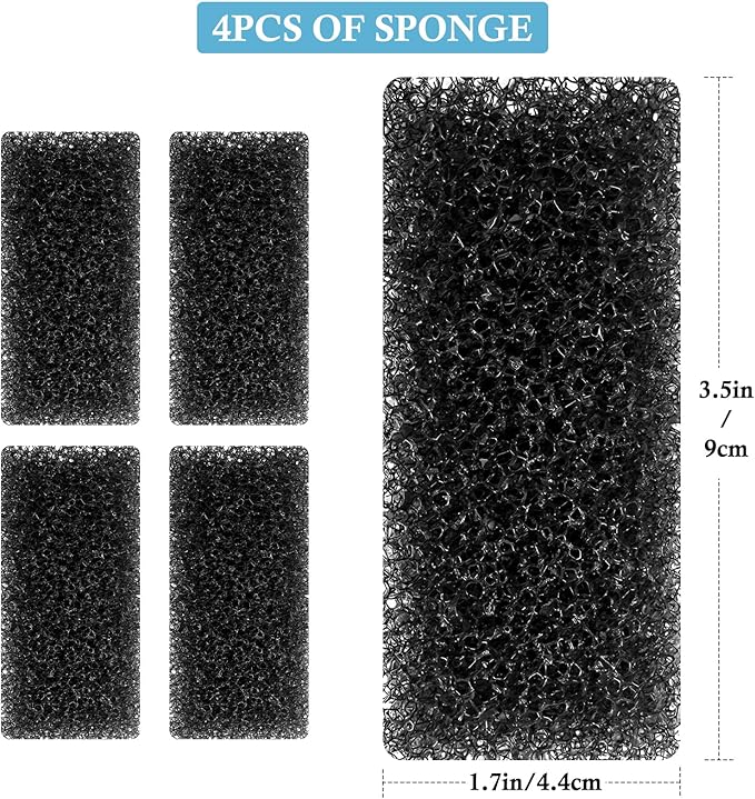 FEDOUR Submersible Aquarium Internal Filter, Filter with Water Pump for Fish Tank up to 35 Gallon (Sponge 4pcs for 8W)-PurrikoPets