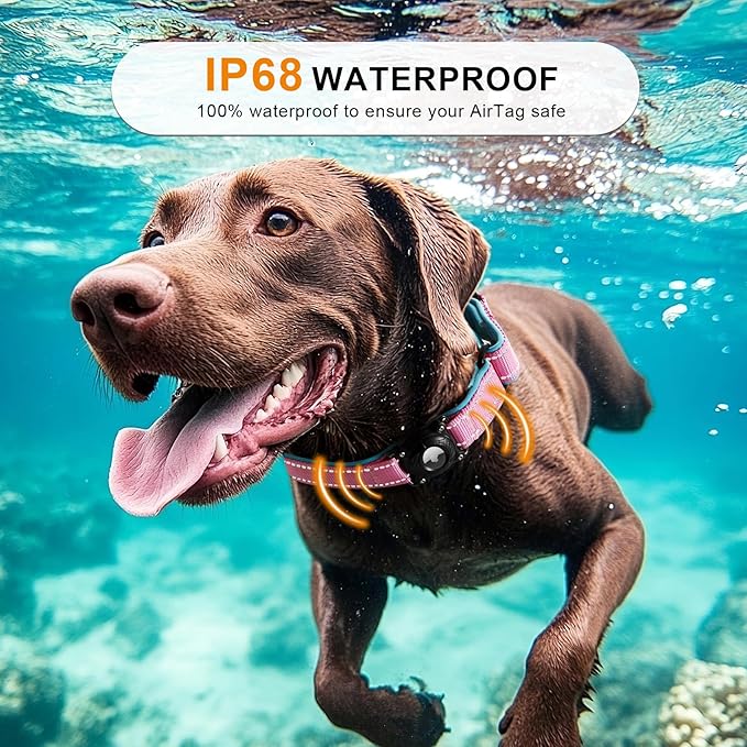 Airtag Dog Collar with Martingale Design, IP68 Waterproof Air Tag Collar Holder, Adjustable Reflective Soft Padded Nylon Dog Collar for Large Medium Small Dogs-PurrikoPets