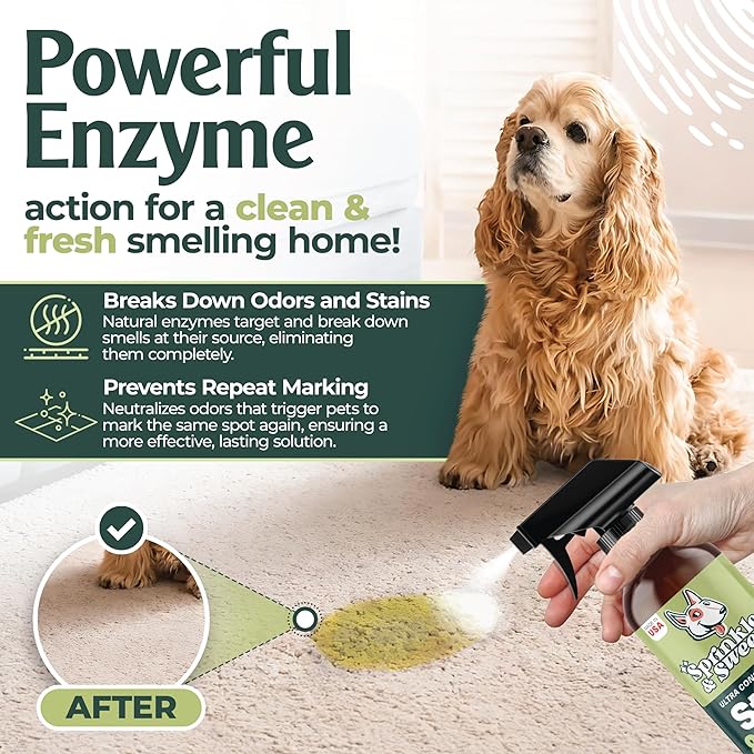 Enzyme Cleaner for Cat Urine | Cat Pee Odor Eliminator & Stain Remover | Dog Urine Carpet Spray | Multi-Surface Cat Urine Destroyer | Pet Odor Neutralizer (24oz)-PurrikoPets