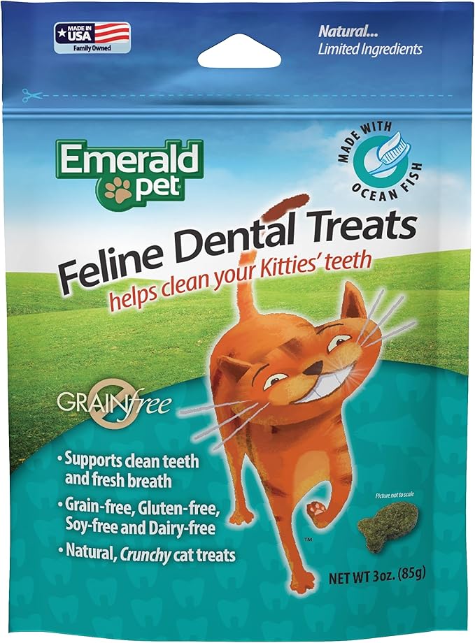 Feline Dental Treats — Tasty and Crunchy Cat Dental Treats Grain Free — Natural Dental Treats to Clean Cat Teeth, Freshen Cat Breath, and Reduce Plaque and Tartar Buildup — Ocean Fish Treats, 3 oz-PurrikoPets