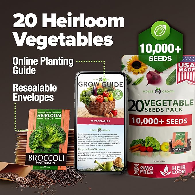 20 Heirloom Vegetable Seeds - 10,000+ Survival Seeds and Emergency Prepper Gear - Non GMO Vegetable Seeds for Planting Home Garden Variety Pack-PurrikoPets