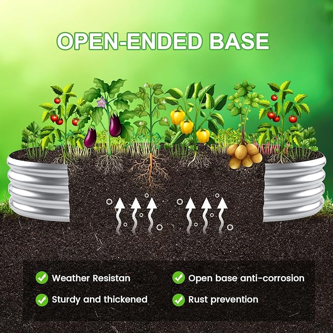 2pack 8×4×1ft Raised Garden Bed，Outdoor Galvanized Planter Boxes, Oval Large Metal Raised Garden Beds for Vegetables-PurrikoPets