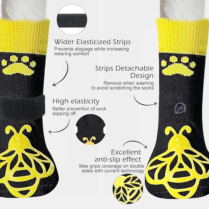 EXPAWLORER Anti Slip Dog Socks to Prevent Licking Paws, Dog Shoes for Hot Pavement, Dog Booties for Small Medium Large Senior Dogs, Traction Control Boots & Paw Protectors for Hardwood Floors-PurrikoPets