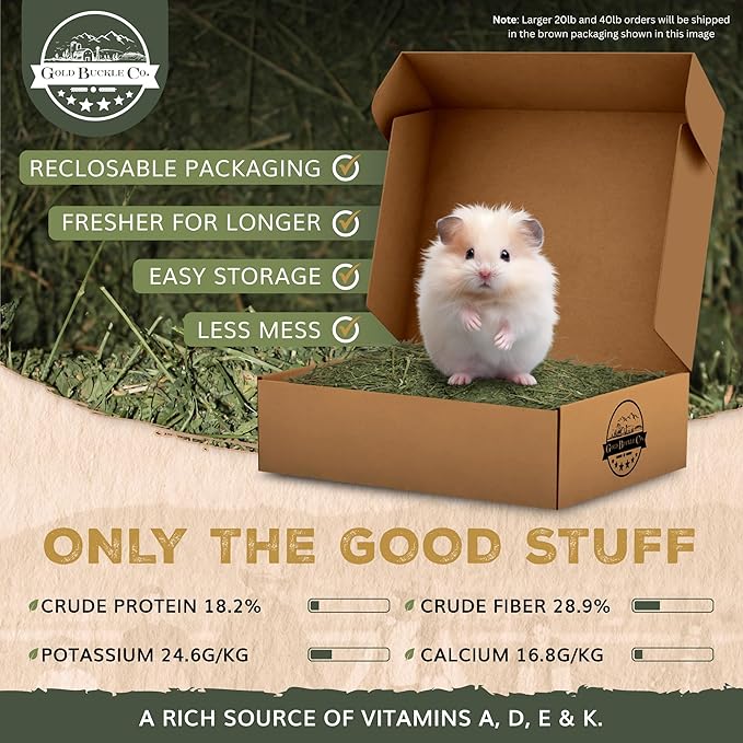 40lb Freshly Dried Organic Alfalfa Hay for Guinea Pigs, Rabbits, Chinchillas, Goats, Hamsters & Ferrets, Small Animal Food Rich in Protein & Fiber, Hand-Selected, Hand sorted, USA Grown-PurrikoPets