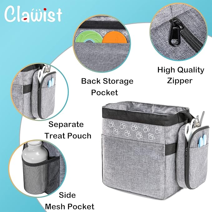 Dog Travel Bag with Treat Pouch, Airline Approved Dog Bags for Traveling, 2 Dog Food Travel Container, 2 Travel Bowls, Weekend Dog Travel Bag for Supplies, Dog Travel Kit Accessories-PurrikoPets