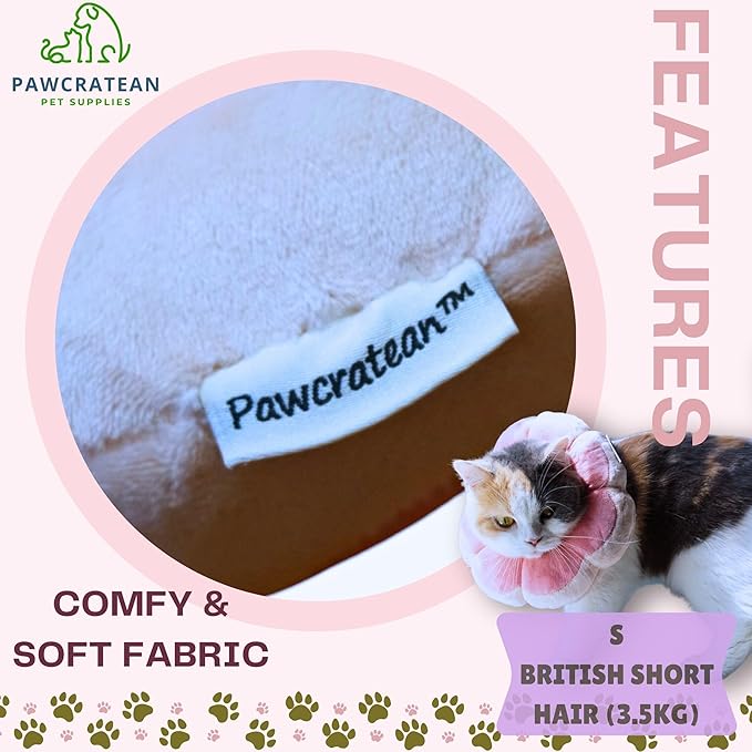 Adjustable Comfy Flower Style Elizabeth Collar for Cats and Puppies Soft Recovery Cone Pet Protective Neck Collar (Pink, Small)-PurrikoPets
