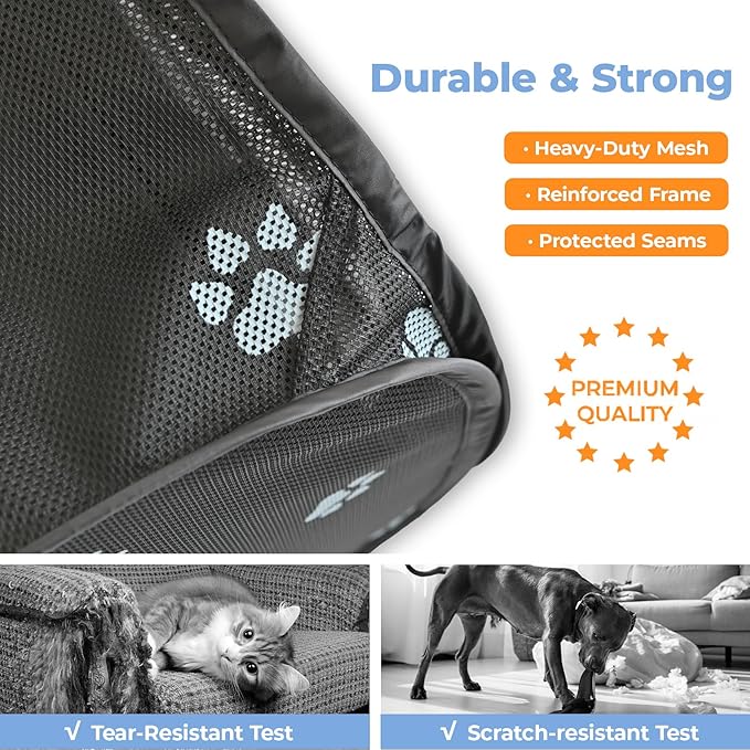 2-in-1 Cat Playpen, Pop Up Dog Pet Playpen for Indoor Outdoor Cats Enclosed, Portable Pet Playpen, Kitten Puppy Foldable Play Pen Cat Dog Tent Crate Cage Kennel(No Divider, Unified Space)-PurrikoPets