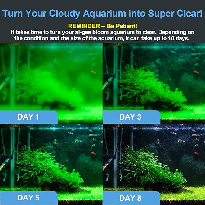Fish Tank Filter with U - V Light & Timer (3/6/12/24 Hours) for Green Water Cleaning, Aquarium Filter with Aeration Turtle Tank Filter with Pre-Filter Sponge for Tanks 10-40 Gallon-PurrikoPets