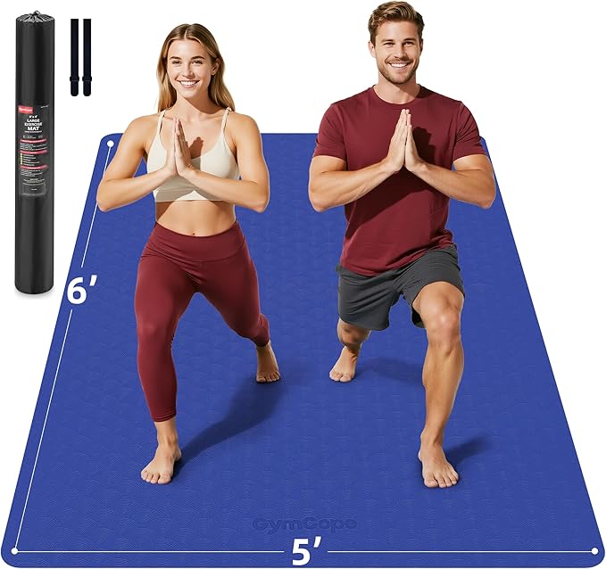 Extra Large Yoga Mat - 72"x35", 72"x48", 78"x57" - Wide TPE Exercise Mat for Home, Stretching, Couples & Family Workouts - 6-12mm Thick, Non-Slip & Waterproof - with Carry Bag and Straps-PurrikoPets