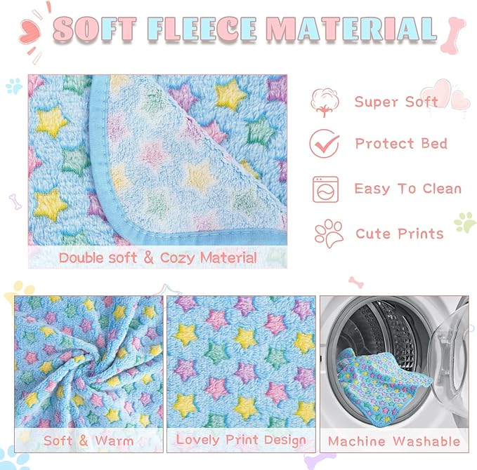 6 Pack Guinea Pig Cage Liner, Washable Guinea Pig Fleece Blankets Beding Accessories, Flannel Throw Warm Sleep Mat, Pet Pee Pads for Small Animal Hamster Rabbit Puppy Cat (Light Color, 30x20 Inch)-PurrikoPets