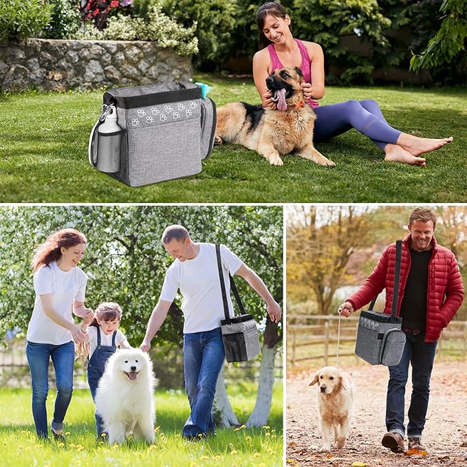 Dog Travel Bag with Treat Pouch, Airline Approved Dog Bags for Traveling, 2 Dog Food Travel Container, 2 Travel Bowls, Weekend Dog Travel Bag for Supplies, Dog Travel Kit Accessories-PurrikoPets