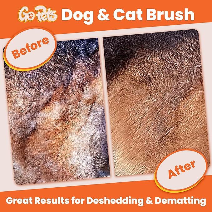 GoPets 2-Sided Dematting & Deshedding Comb for Dogs & Cats, Versatile Undercoat Detangler Brush for Shedding, Matted Hair & Fur Remover Tool, Stress-Free Pet Grooming Rake with Ergonomic Handle-PurrikoPets