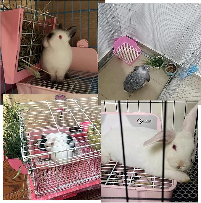 11Pcs Rabbit Litter Box Toilet,Bunny Corner Litter Bedding Plastic Square Grate Guinea Pig Bunny Ferret Hamster Hedgehog, Potty Trainer Bedding Box for Guinea Pig Ferret Hamster Hedgehog (Pink)-PurrikoPets