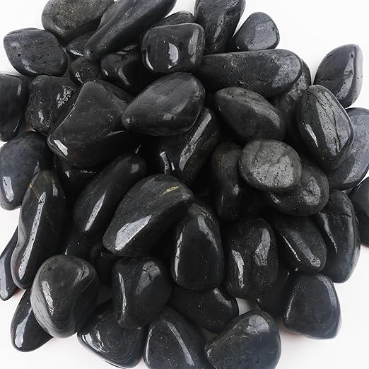 8LB 1"-2" Black River Rocks for Plants, Polished Pebbles for Garden Landscaping, Planters, Aquariums, Vase Fillers – Indoor & Outdoor Decor-PurrikoPets