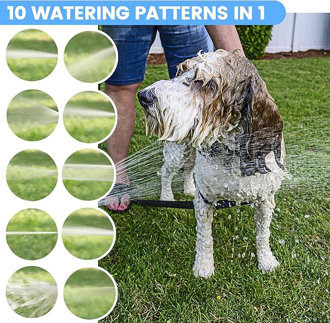 Dog Washing Hose Attachment, 10-in-1 Soap Sprayer Moden Garden Hose Nozzle with 100cc Soap Dispenser, Dog Wash Supplies with Dog Bath Brush & Pet Comb, Foam Gun Car Wash Sprayer (Blue)-PurrikoPets