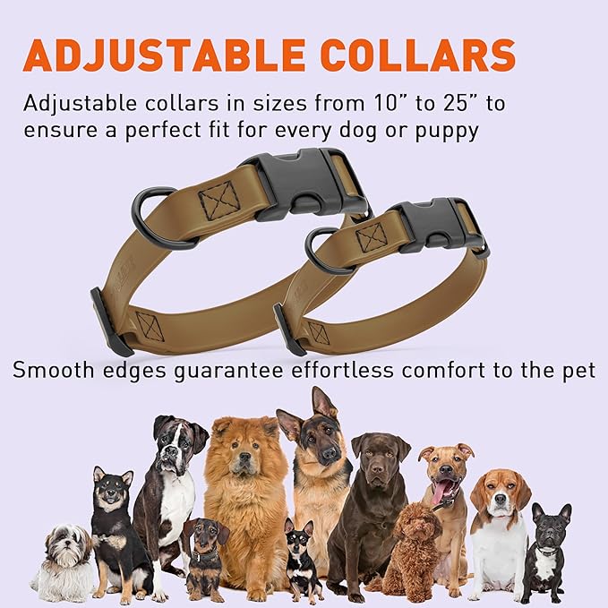 Dogline Biothane Waterproof Dog Collar with Quick Release Buckle Strong Coated Nylon Webbing with Odor- Proof for Easy Care Easy to Clean Fits Small Medium Large Dogs, Coyote Brown 3/4" W 12-19" L-PurrikoPets