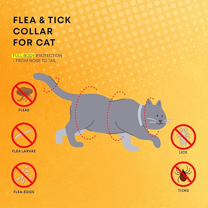 Flea and Tick Prevention Collars for Cats: Effective Pet Flea & Tick Treatment for Cats - Waterproof Adjustable Flea Tick Collars for Large & Small Cat, Outdoor Fleas Ticks Control for Kittens 4 Pack-PurrikoPets