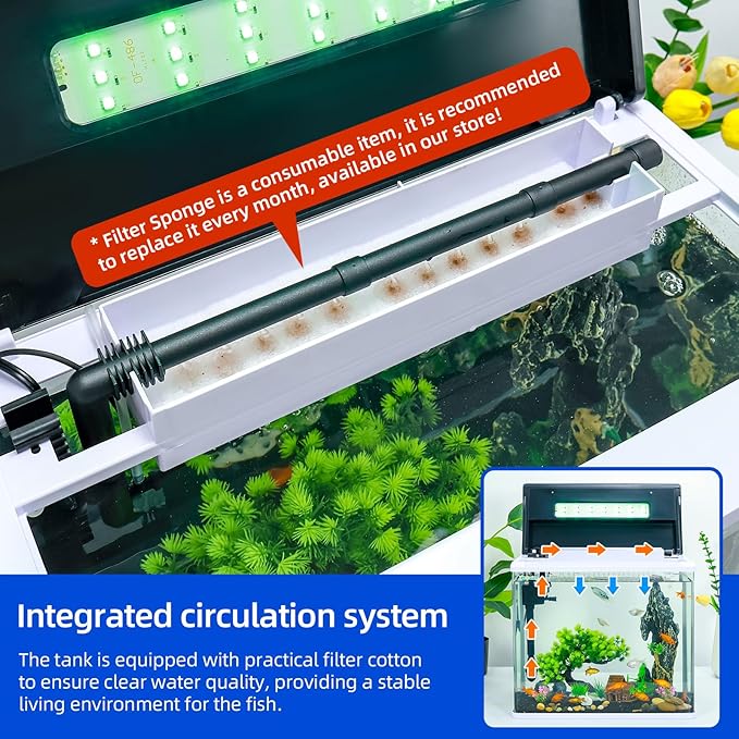 8 Gallon High-Transparency Fish Tanks, Betta and Goldfish Tanks with Filter, Light, Seven-Color LED, Integrated Oxygenation, Filtration, and Circulation, and Aquarium Starter Kits-PurrikoPets