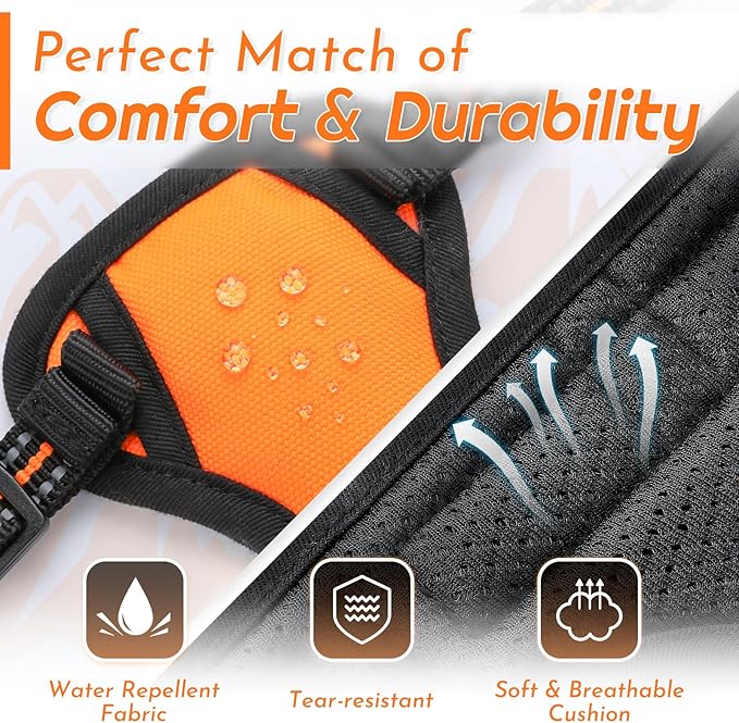 Eagloo Small Dog Harness No Pull, Service Vest with Reflective Strips and Control Handle, Adjustable and Comfortable for Easy Walking, No Choke Pet Harness with 2 Metal Rings, Orange, XS-PurrikoPets