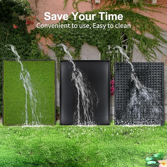 Dog Grass Pad with Tray(40×27.5 inch), Large XL Reusable 3-Layer Dog Pee Potty Grass Pads, Easy to Clean Artificial Fake Grass for Indoor Outdoor and Balcony (2 Pcs Grass Pad+Drainage Grate+Tray)-PurrikoPets