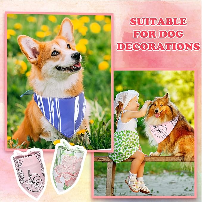 100 Pcs Dog Bandanas Bulk Pet Bibs Colorful Triangle Scarf Pet Bandanas for Medium Large Dogs Spring Summer Birthday Costume Decoration (Boho)-PurrikoPets