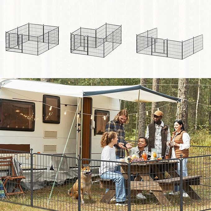 Dog Playpen 32 inch 32 Panels Indoor Outdoor Dog Pen for Medium/Small Dogs Heavy Duty Metal Dog Fence Outdoor for Yard, Puppy Playpen with Door Portable Pet Fence for RV Camping Yard-PurrikoPets