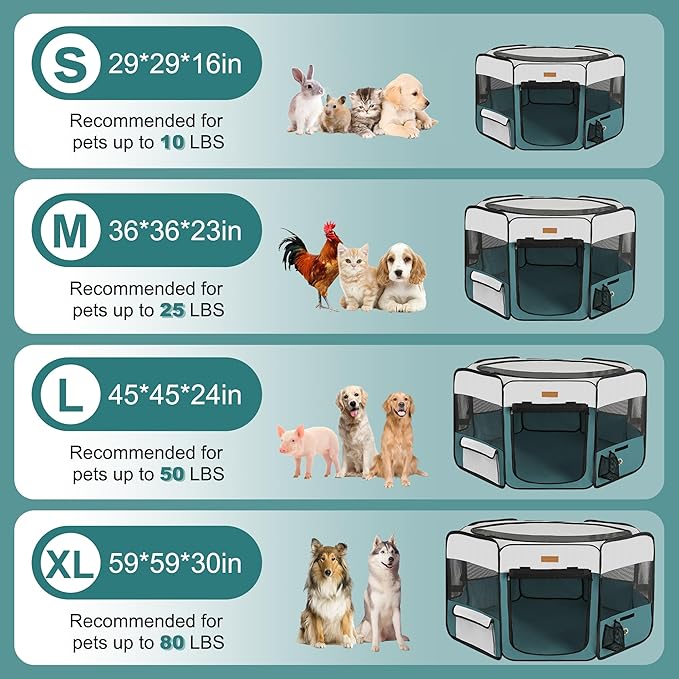Dog Playpen, Portable Pet Play Pen for Cat, Puppies, Rabbits, Chickens, Foldable Large-Capacity Pet Tent for Indoor/Outdoor Travel Camping (Size XL Without Carry Bag)-PurrikoPets