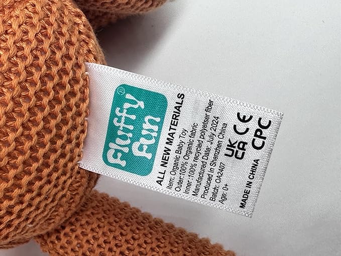 100% Organic Cotton Baby Toys Orange Fox Stuffed Animals for Newborn 7.1"-PurrikoPets