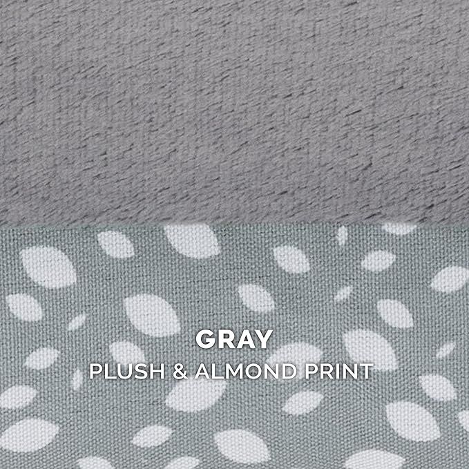 FurHaven Supportive Cooling Memory Foam L Chaise Dog Bed with Washable & Removable Cover - Plush & Almond Print - Gray Almonds, Dogs Up to 35 lbs - Medium-PurrikoPets