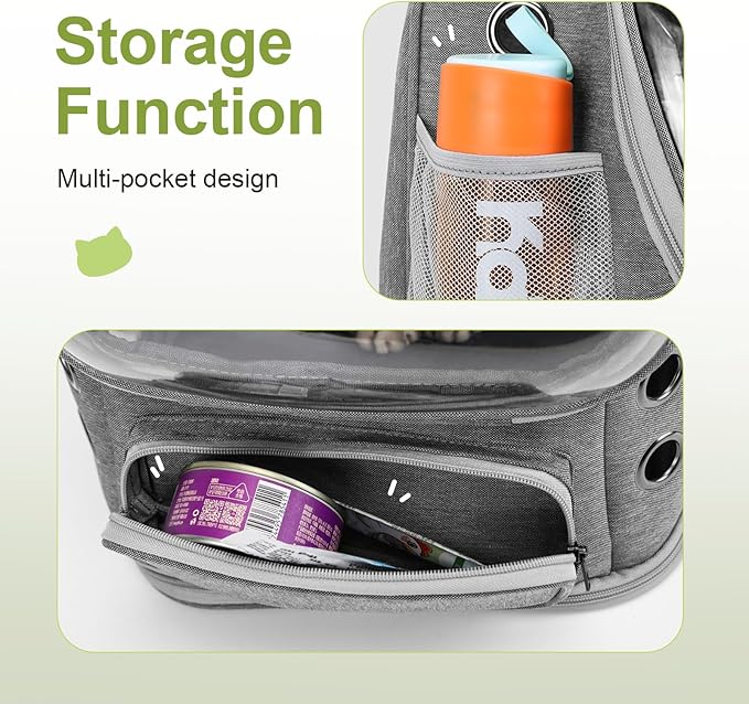 Expandable Cat Backpack,Cat Bubble Backpack Carrier for Carrying Cats, Pets and Small Dogs,Airline-Approved,Designed for Travel, Hiking, Walking,Car （Grey-PurrikoPets