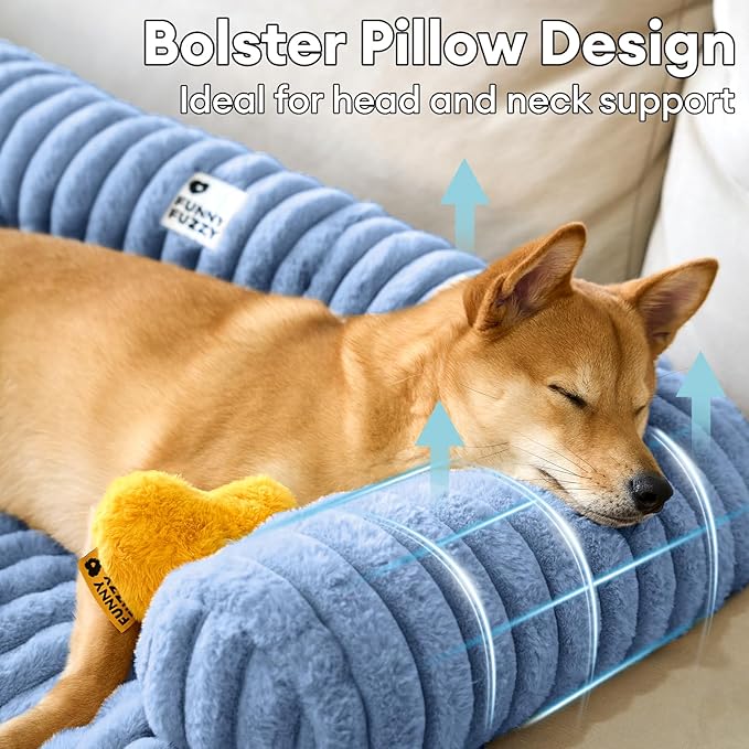 FUNNY FUZZY Pet Couch Cover for Sofa, Calming Dog Bed for Couch, Fluffy Plush Cat Bed Mat for Furniture Protector for Small Dogs and Kitten, 27×24 in, Blue-PurrikoPets