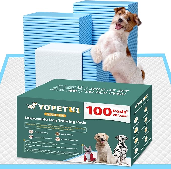 100 Count Extra Large Dog Pee Pads 28" x 34", Super Absorbent X-Large Puppy Pads Disposable Training Pads for Dogs, Quick Drying Leak-Proof Dog Potty Pads for Doggies Puppies-PurrikoPets