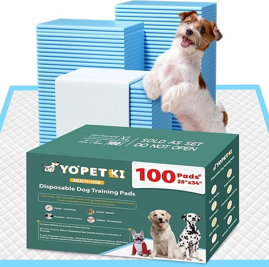100 Count Extra Large Dog Pee Pads 28" x 34", Super Absorbent X-Large Puppy Pads Disposable Training Pads for Dogs, Quick Drying Leak-Proof Dog Potty Pads for Doggies Puppies-PurrikoPets