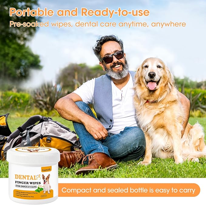 Dog Teeth Cleaning Wipes, Wider Dog Dental Wipes for Teeth, Reduce Plaque & Tartar, Freshen Breath,Safe& Natural Pet Dental Finger Wipes for Dogs Cat, Dog Tooth Wipes Finger,50 Ct, Mint Flavor-PurrikoPets