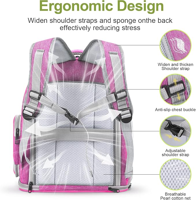 Expandable Cat Backpack,Cat Bubble Backpack Carrier for Carrying Cats, Pets and Small Dogs,Airline-Approved,Designed for Travel, Hiking, Walking,Car （Pink-PurrikoPets