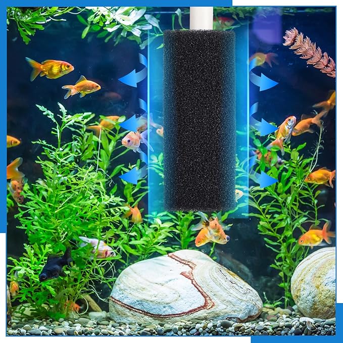 12 Pack 5.9'' Big Pre-Filter Sponge Foam Replacement Filtration Kit for Aquarium, 0.8" Intake Shrimp Fry Fish Tank Filter, Replacement Foam Cover-PurrikoPets
