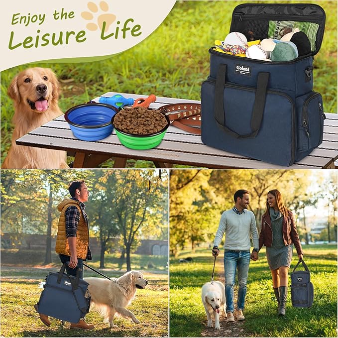 Dog Travel Bag Airline Approved–Pet Travel Tote with Collapsible Bowls,Food Containers & Feeding Mat–Multi-Pocket Organizer for Dogs & Cats, Durable & Water-Resistant for Hiking,Trips,Outdoors-PurrikoPets