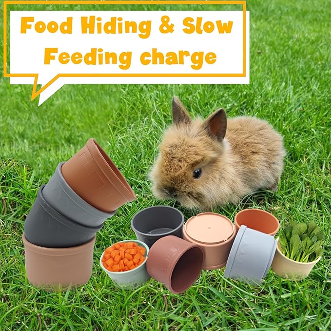 8 Pcs Stacking Cups for Small Animal Toys,Nesting Rabbit Toys of Different Sizes,Safe Plastic Colorful Nesting Toys for Bunny Guinea Pig Hiding Food and Playing-PurrikoPets