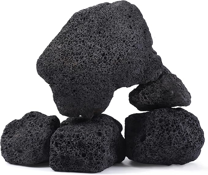 2-8 Inches Large Natural Black Lava Rock 5 PCS Aquarium Rocks for Aquascaping, Aquarium Landscaping, Terrariums, Fish Tank Decoration, Vivariums, Paludarium, Reptile and Amphibian Enclosures-PurrikoPets