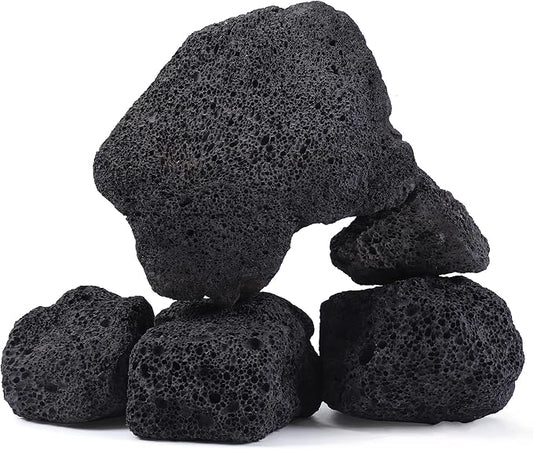 2-8 Inches Large Natural Black Lava Rock 5 PCS Aquarium Rocks for Aquascaping, Aquarium Landscaping, Terrariums, Fish Tank Decoration, Vivariums, Paludarium, Reptile and Amphibian Enclosures-PurrikoPets