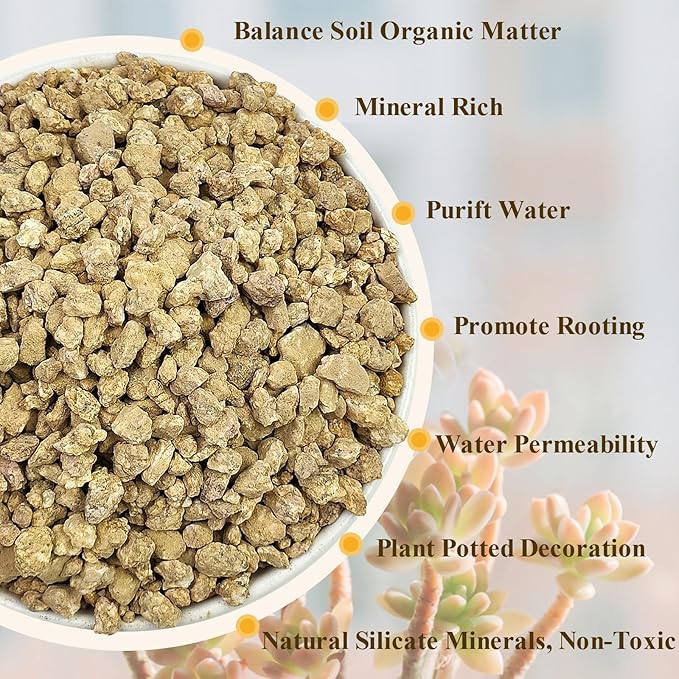 2 lbs Maifanitum Stones for Succulent,1/4 Inch Decorative Rocks for Indoor Plants, Bonsai, Soil Cover. Small Stone of Lightweight for Promote Soil Root Growth, Water Drainage and Plant Growth-PurrikoPets