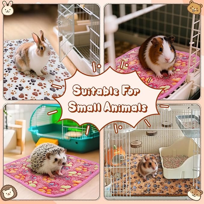 3 Pcs Washable Guinea Pig Blankets Absorbent Small Animal Fleece Bedding Cage Liners Reusable Pet Pee Pad Sleep Mat Pad Cover for Hamster Ferret Rabbit Chinchilla Hedgehog (Multi, Muitisize)-PurrikoPets