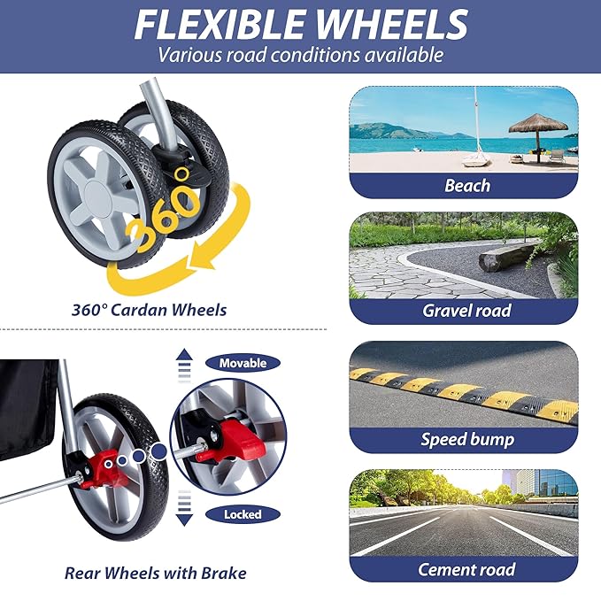 4 Wheels Pet Stroller for Small Medium Dogs Cats 10-33 lbs, Foldable Dog and Cat Stroller with Cup Holder & Storage Basket & Breathable Mesh, Pet Strolling Cart for All-Season, Navy Blue-PurrikoPets