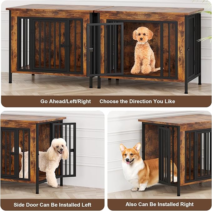 EasyCom 31.5" Small Dog Crate Furniture, Chew-Resistant Dog Crates for Small and Medium Dogs, Dog Kennel Furniture Indoor with 2 Doors and 3.94" Raised Feet, as TV Stand, End Table, Crate Table-PurrikoPets