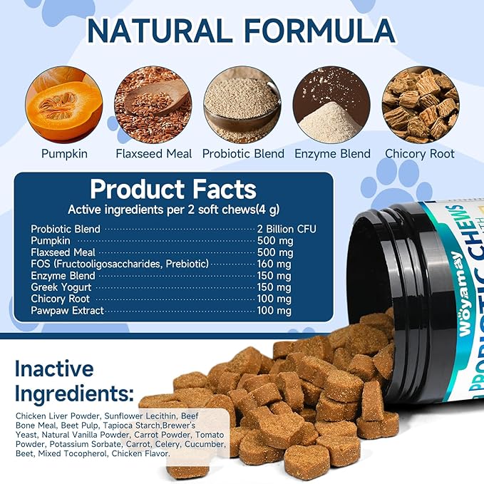 Dog Probiotic for Dogs, 200 Soft Treats Dog Probiotics for Digestive Health & Immune System, Probiotic Chews for Dogs, Support Gut Health|Itchy Skin|Diarrhea|Gas Relief Treatment-PurrikoPets