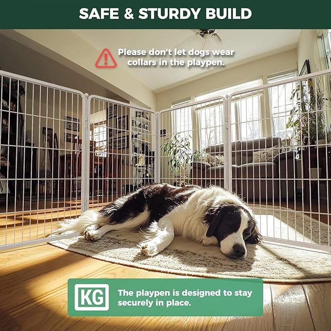 FXW Homeplus Unleashed Indoor Dog Playpen - Stress-Free and Safe Play, Heavy Duty 40 Inch 16 Wire Panels Dog Pen for Medium and Large Dogs, White│Patented-PurrikoPets