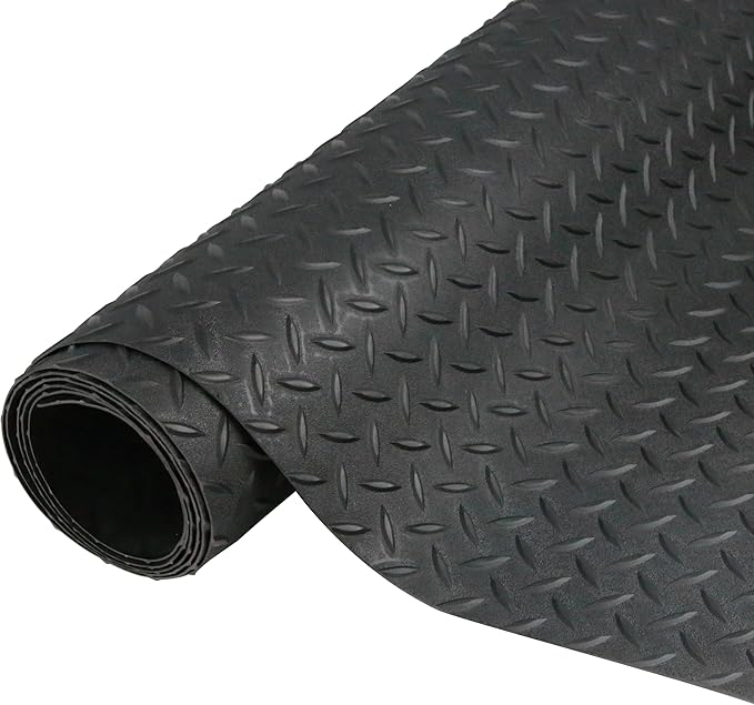 7.5 x 17 FT Garage Floor Mat,2.5 mm Thickness Diamond PVC Garage Flooring Roll, Anti-Slip Shop Floor & Parking mats for Workshop,Gym,Golf Cart Parking or Trailers-PurrikoPets