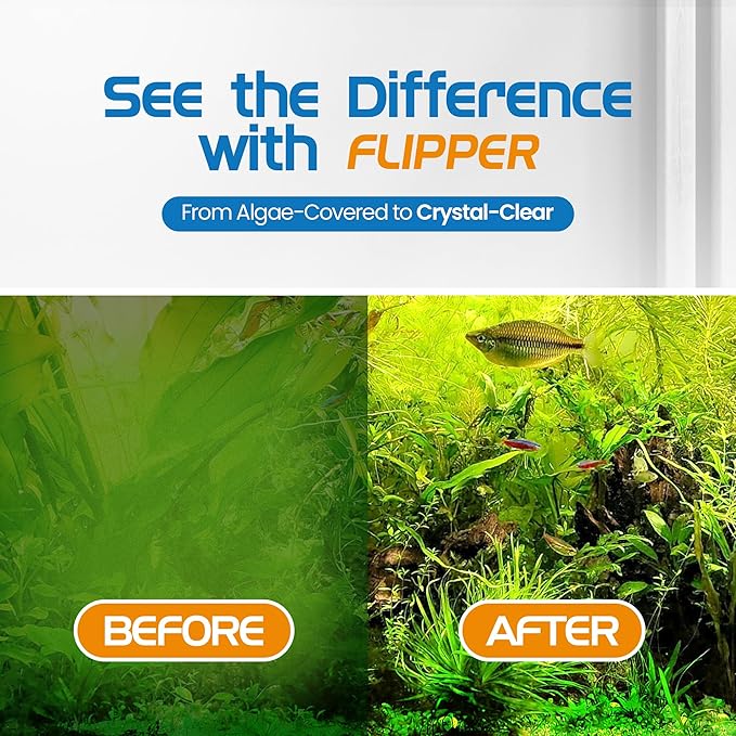 FL!PPER Flipper Platinum Aquarium Algae Scraper | Glass & Acrylic Tank Cleaner with Serrated Blade for Efficient Aquarium Maintenance (18” Rigid Shaft)-PurrikoPets